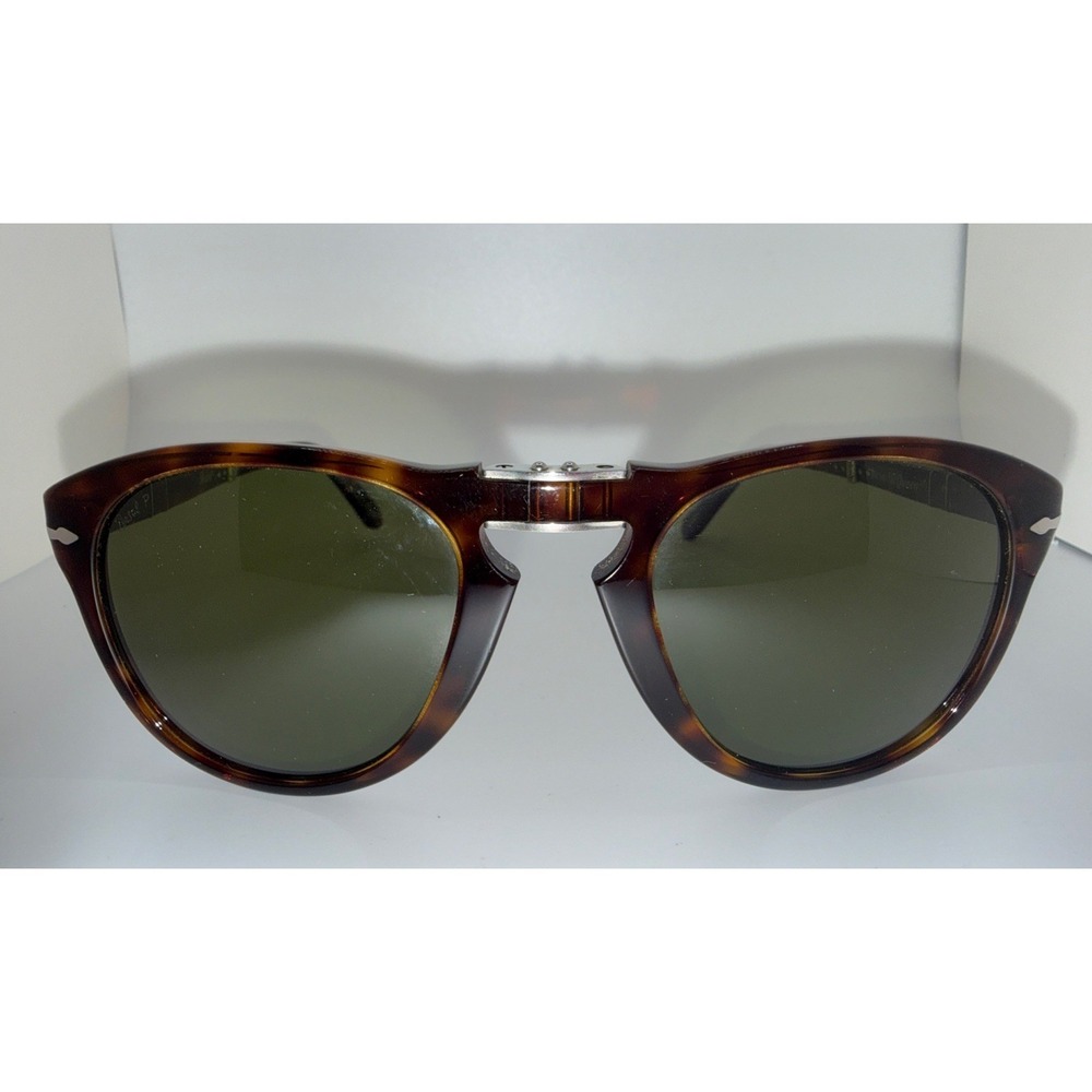 Persol STEVE MCQUEEN Folding Sunglasses - Tortoise Brown / Green Lenses 714-S-M